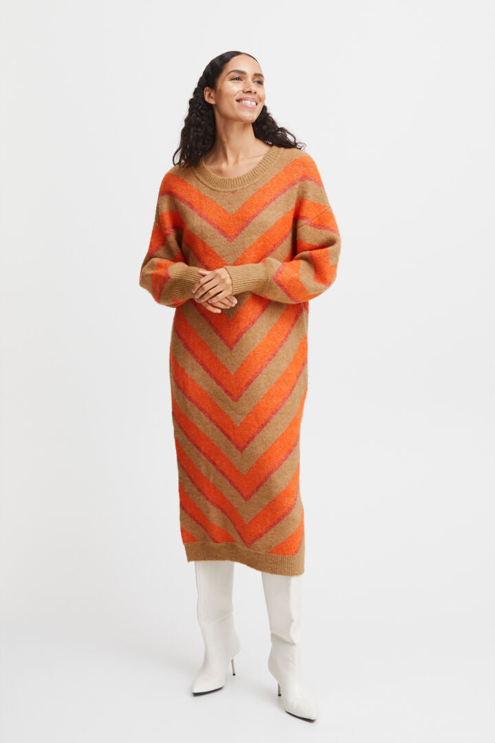 Bymica Stripe Dress - Flame Mix