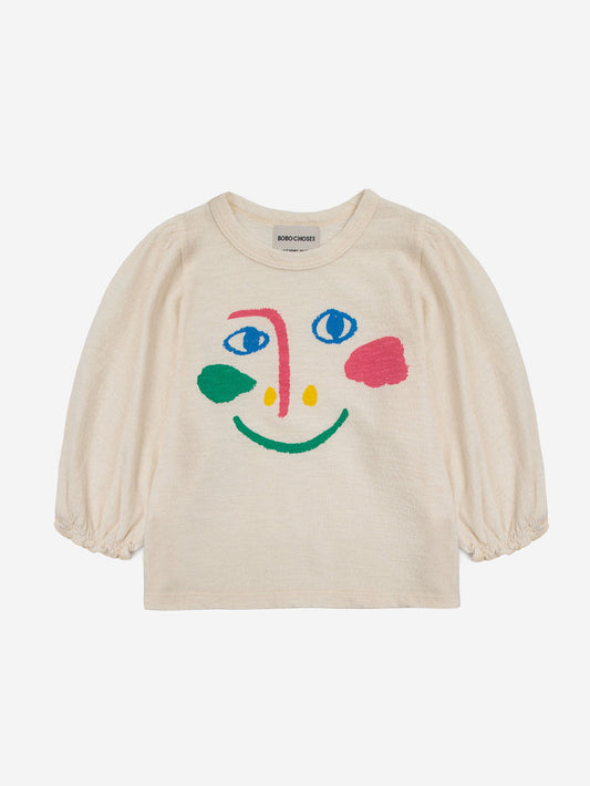 Smiling Mask puffed sleeves T-shirt