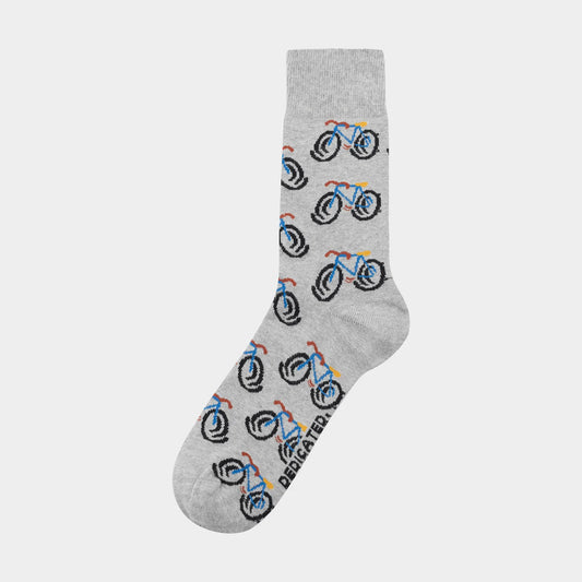 Socks Sigtuna - Happy Bike Aop - Grey Melange