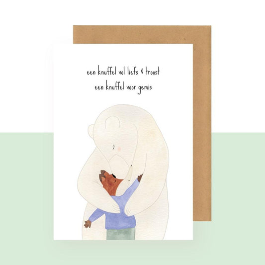 Postkaart - Een knuffel vol liefs & troost een knuffel voor gemis