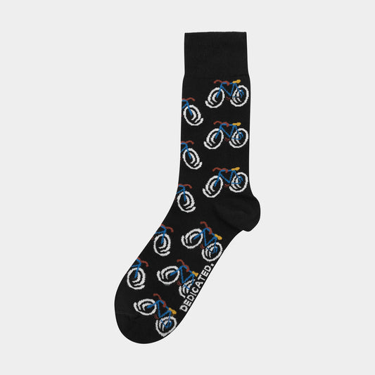 Socks Sigtuna - Happy Bike Aop - Black