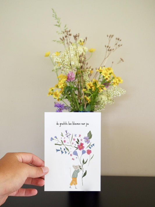Postkaart - De grootste bos bloemen voor jou