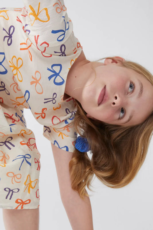 Vestido corto de niña estampado lazos - 11400