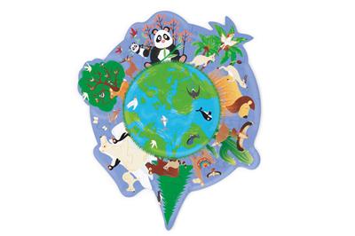 Compact Puzzel 45pcs: Contour Puzzel - WERELD