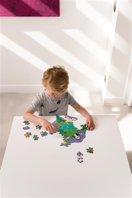 Compact Puzzel 45pcs: Contour Puzzel - WERELD