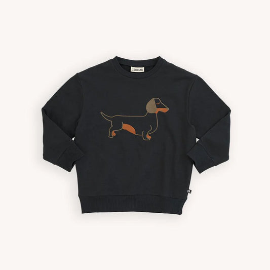 Dachshund - Sweater With Embroidery - Black