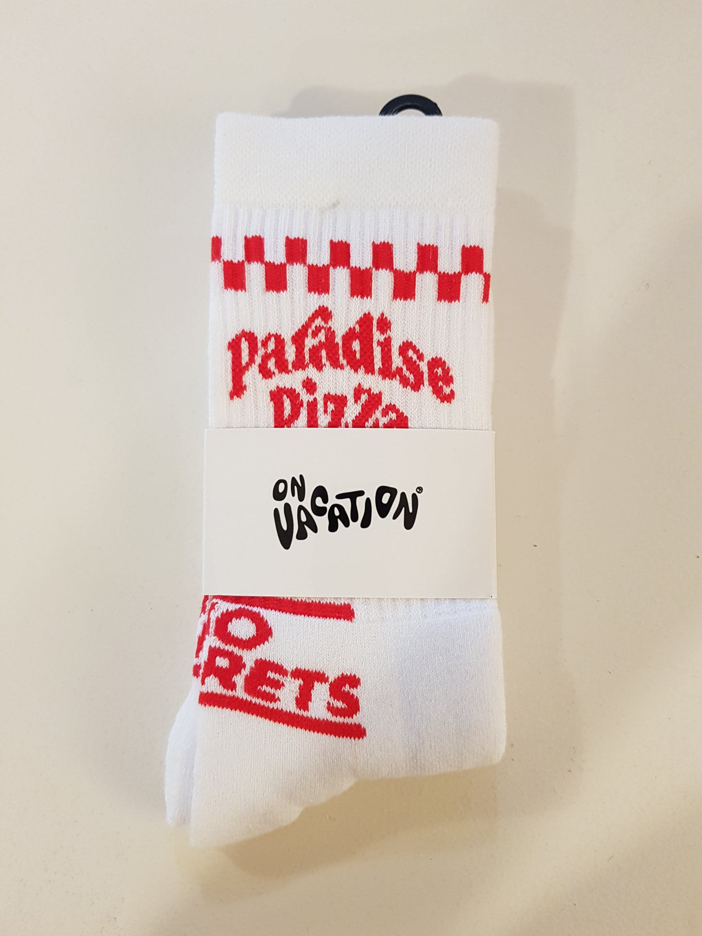 Paradise Pizza Tennis Socks - White