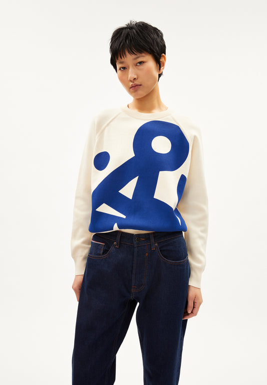 Yadiraa Placed Print - Oatmilk/Warm Blue