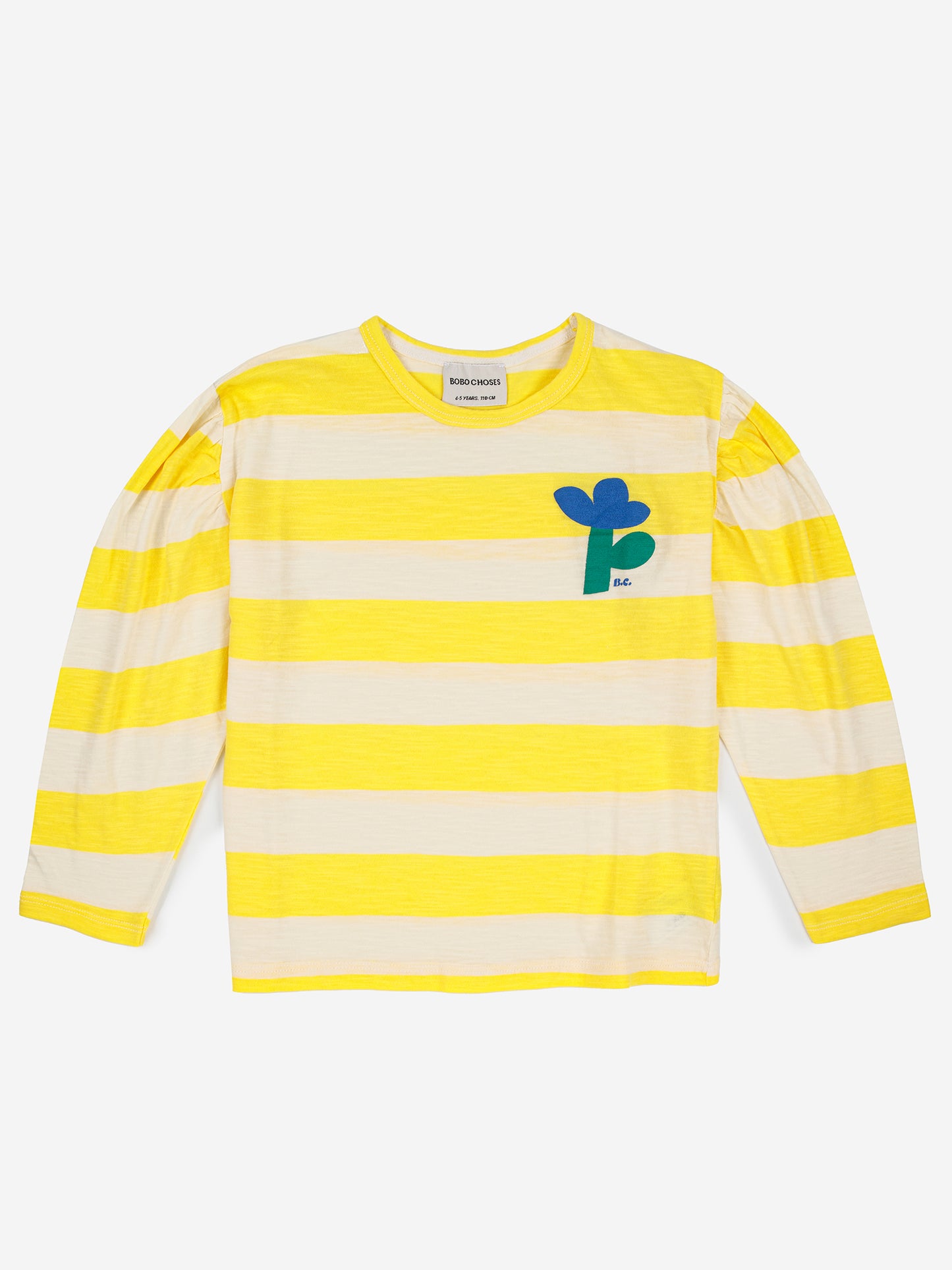 Yellow Stripes Long Gathered - Sleeve T-shirt