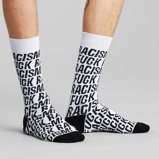 Socks Sigtuna Fuck Racism Pattern - White