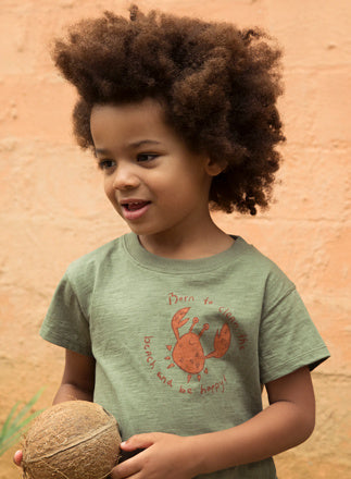 - AM.ZOE.10 T-shirt with short sleeves and happy crab print - Oil Green