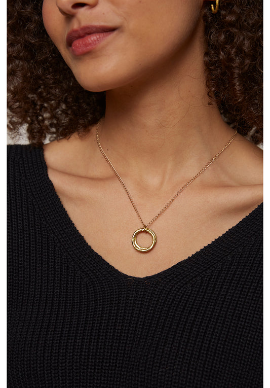 Beaten Ring Necklace - Brass