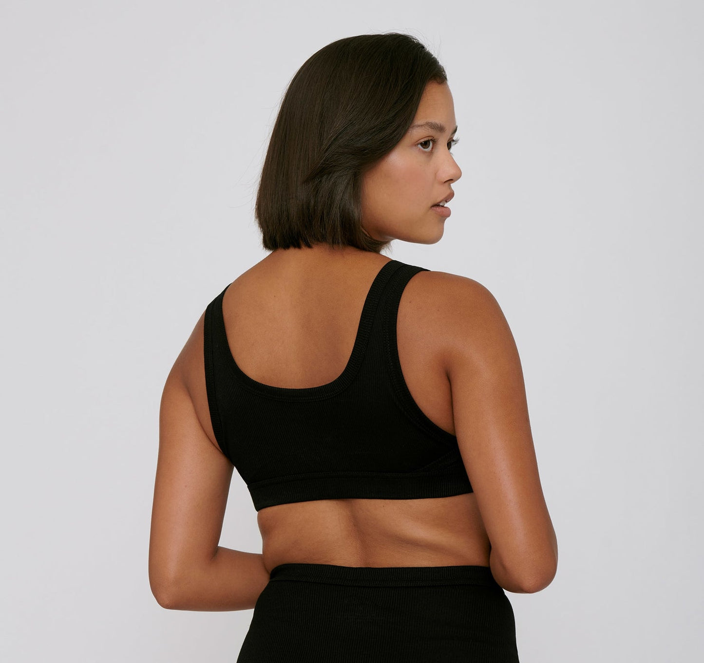 Organic Cotton Rib-Flex Tank Bra - Black